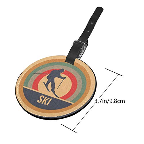 Etiquetas De Equipaje De Cuero Sintético Identificación De Nombre con Cubierta De Privacidad Trasera para Maleta De Viaje, Esquiar para esquiadores