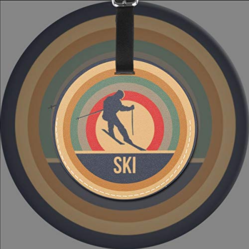 Etiquetas De Equipaje De Cuero Sintético Identificación De Nombre con Cubierta De Privacidad Trasera para Maleta De Viaje, Esquiar para esquiadores