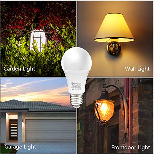 Etrogo Bombilla Sensor Crepuscular E27 Con Sensor de Luz Sensor Dia y Noche Encendido/Apagado Automático 10W Equivalencia 100W Blanco Frio 6000K 2 Unidades