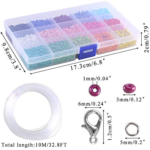 ETSAMOR Abalorios para Hacer Pulseras, Cuentas de Colores 3 mm Perlas de Vidrio Perlas de Potro Hechas a Mano Mini Cuentas para Hacer Collares Joyas DIY Regalo Cadena