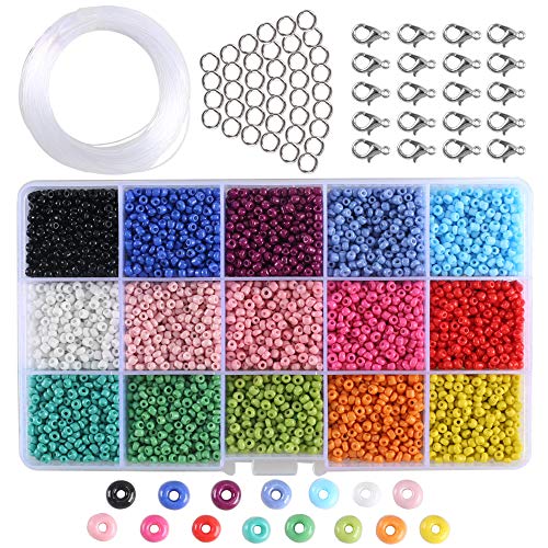 ETSAMOR Abalorios para Hacer Pulseras, Cuentas de Colores 3 mm Perlas de Vidrio Perlas de Potro Hechas a Mano Mini Cuentas para Hacer Collares Joyas DIY Regalo Cadena