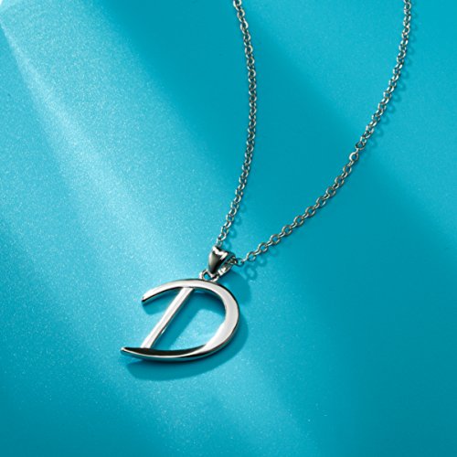Eudora Colgantes Iniciales Letras Collares Mujer Plata de Ley 925, Bisuteria Mujer Iniciales Regalos Originales para Mujer Hermana Madres, 45,7cm