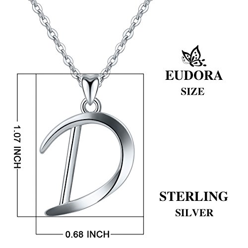 Eudora Colgantes Iniciales Letras Collares Mujer Plata de Ley 925, Bisuteria Mujer Iniciales Regalos Originales para Mujer Hermana Madres, 45,7cm