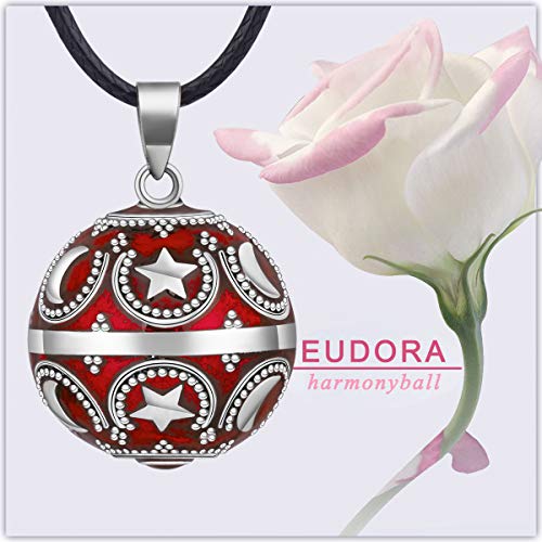 EUDORA Harmony Ball Estrella Luna Collar de Mujer, Llamador de Angeles Embarazada, Colgantes de Mujer Primer Embarazo Mamá Amigo Hermana Esposa Mejor Regalo, 114,3CM + 76,2CM