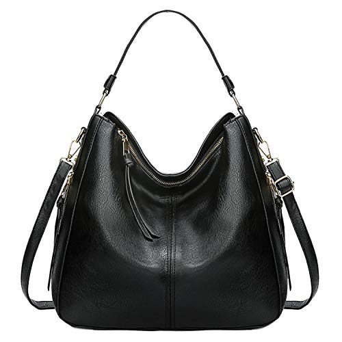 EVEOUT Bolso de cuero vegano suave para mujer,Bolsos de Mano Retro, Bolso de Hombro con Asa Superior para el Trabajo Casual, Bolso Clásico de Hobo con Borla Bolsas de Viaje para Mujer
