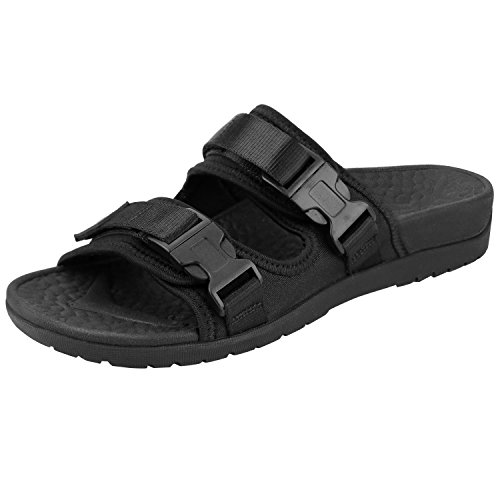 Everhealth Sandalias Mujer Punta Abierta Hebilla Sandalia Deportivas Suave EVA y Caucho de Zapatillas Al Aire Libre con Soporte de Arco (Negro, 38 EU)
