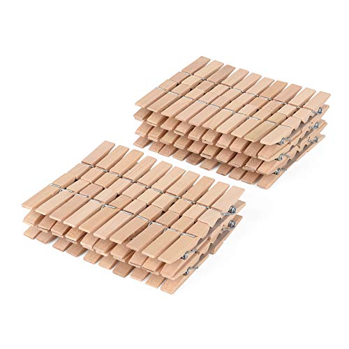 ewtshop® 100 x Mini de Pinzas de Madera + 100 Metros de Cuerda de Yute, Pinzas de la Ropa, Mini Pinzas de Madera, Grapas Adorno de Grapas, tamaño: Aprox. 2,5 cm