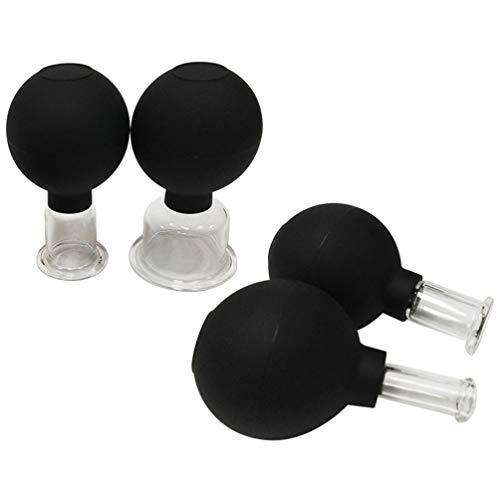 EXCEART Juego de Ventosas Faciales de 4 Piezas de Silicona para Ojos Cara Masaje Corporal Ventosas Al Vacío Terapia Linfática Anticelulítica Negro