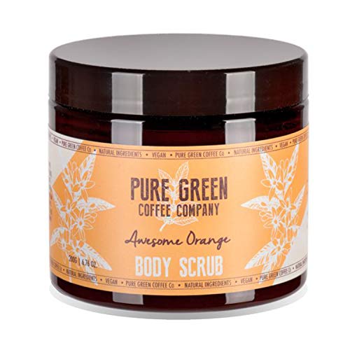 Exfoliante Corporal de Pure Green Coffee Company. Hidrata, suaviza y tonifica tu piel. Enriquecido con café verde, para hidratación intensa y suavizante. Aroma a naranja. Natural y vegano - 200 ml