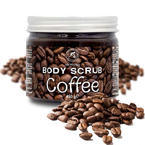 Exfoliante de Café 450g - Anticelulítico & Humectante Exfoliante - Limpia & Hidrata la Piel - Cuidado del Cuerpo - Rico en Minerales de Sal Marina & Café Arábica - Coffee Body Scrub