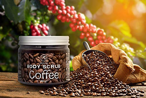 Exfoliante de Café 450g - Anticelulítico & Humectante Exfoliante - Limpia & Hidrata la Piel - Cuidado del Cuerpo - Rico en Minerales de Sal Marina & Café Arábica - Coffee Body Scrub