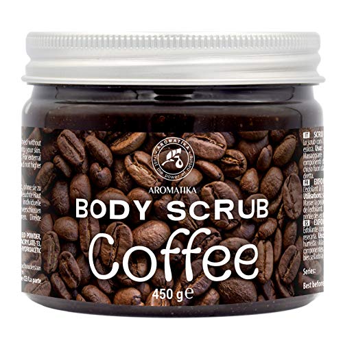 Exfoliante de Café 450g - Anticelulítico & Humectante Exfoliante - Limpia & Hidrata la Piel - Cuidado del Cuerpo - Rico en Minerales de Sal Marina & Café Arábica - Coffee Body Scrub