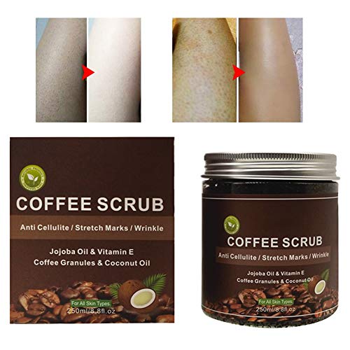 Exfoliante de exfoliación corporal, exfoliante natural de café Exfoliante anticelulítico Bio Exfoliante de sal del mar muerto para la cara Piernas del cuerpo Eliminación de piel muerta