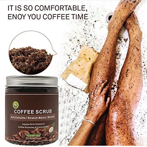 Exfoliante de exfoliación corporal, exfoliante natural de café Exfoliante anticelulítico Bio Exfoliante de sal del mar muerto para la cara Piernas del cuerpo Eliminación de piel muerta