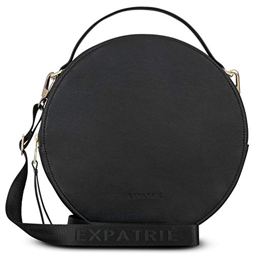 Expatrié Mochila Mujer Pequeña Negra Chloé Mochilas Bandolera de Cuero Vegano - Bolsos Redondo de Piel PU - Bolsa de Hombro y Mochila en Uno - Bolso de Mano con Correas Ajustables y Extraíbles