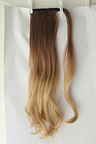 Extensión de pelo ondulado con clip de 50,8 cm de largo, mechas ombré (teñido por inmersión); extensión de pelo para recogidos, coletas