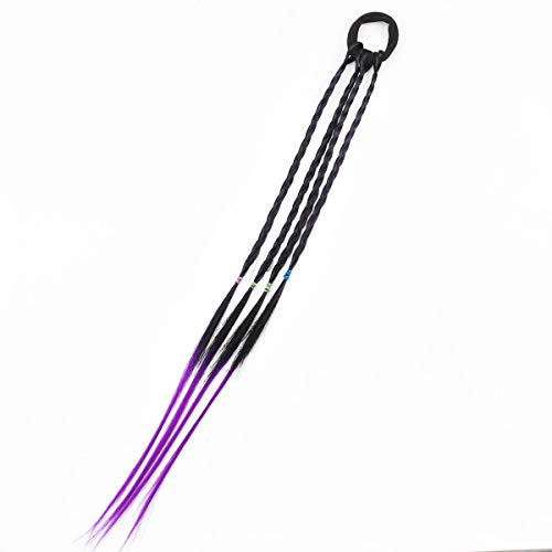 Extensiones Cabello Natural Color para Niña, 45cm / 17.7inch Cabello Trenzado Hebras de Cabello con Gomas del Pelo para Mujer