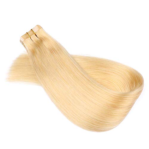 Extensiones de banda en/en Extensiones de cabello 20 marcos x 4 cm de ancho 55 cm 60 g Miel Rubia Miel Natural Remy Cabello (22 pulgadas, Rubia # 24)