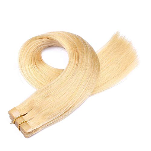 Extensiones de banda en/en Extensiones de cabello 20 marcos x 4 cm de ancho 55 cm 60 g Miel Rubia Miel Natural Remy Cabello (22 pulgadas, Rubia # 24)