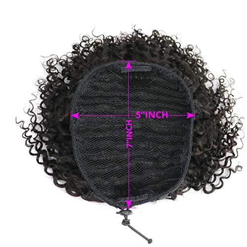 Extensiones de cabello Afro Kinky Curly Ponytail Cabello humano para mujeres negras 8 pulgadas Clip en cierre superior Pieza de cabello con cordón de cola de caballo Negro natural 90 gramos