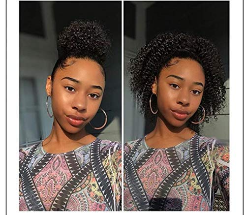 Extensiones de cabello Afro Kinky Curly Ponytail Cabello humano para mujeres negras 8 pulgadas Clip en cierre superior Pieza de cabello con cordón de cola de caballo Negro natural 90 gramos