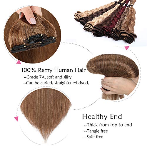 Extensiones de Cabello Natural Clip Double Weft(Muy Gruesas) Pelo Natural Humano 100% Remy 8 Piezas 18 Clips Lisas #6 Castaño Claro 20"(50cm,150g)