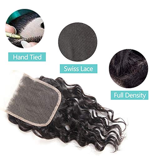 Extensiones de pelo humano de onda de agua con cierre, rizado de ondas naturales de Malysian, grado 8 A, color negro