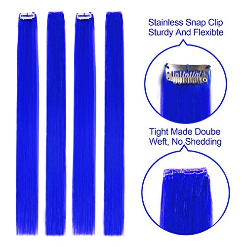 Extensiones de pelo liso de color con clip de 55,88 cm, modernos postizos para fiestas con reflejos rosas, 10 unidades