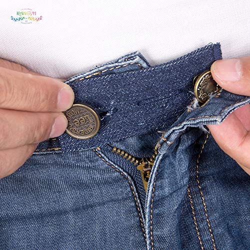 Extensor de cintura con botón de metal, 6 piezas, para pantalones, pantalones y falda, color negro, azul y azul oscuro