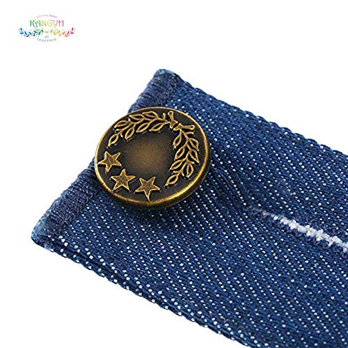 Extensor de cintura con botón de metal, 6 piezas, para pantalones, pantalones y falda, color negro, azul y azul oscuro