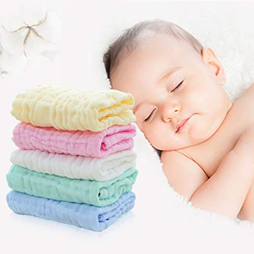 EXTSUD 10PCS Toallitas de Muselina para Bebés Toallas Suaves para Bebés, Recién Nacidos, Toallitas Algodón Orgánico, 25 x 25cm