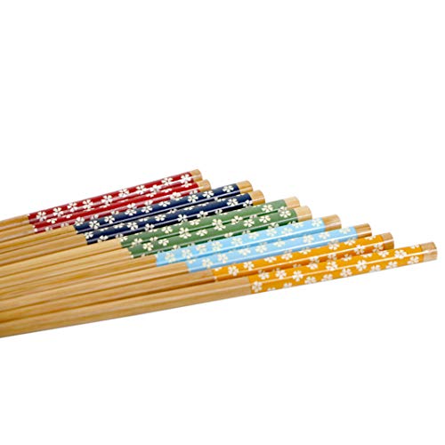 Exzact Set de regalo para palillos 10 pares de palillos de bambú natural reutilizables en una hermosa caja negra hecha a mano - Estilo japonés decorado