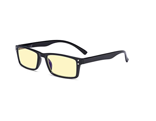 Eyekepper Blue Light Blocking Glasses - Anti Digital Glare Readers with Yellow Filter UV Protection Computer Reading Glasses Men Women - Black +0.50