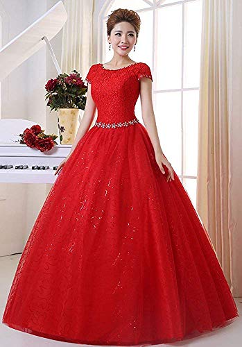Eyekepper Doble Hombro piso-longitud del vestido nupcial de la boda vestido de encargo para Mujeres 34 Rojo