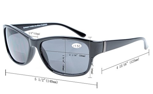 Eyekepper gafas de sol bifocales de moda de lectura al aire libre Negro marco/lente gris +2.50