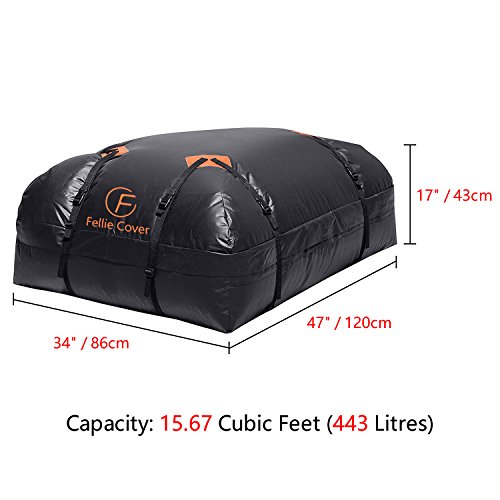 F Fellie Cover Cofre Techo Coche, 443L Baca Coche Universal Impermeable, 600D Portaequipajes Coche Techo, Bolsa de Carga (Negro)