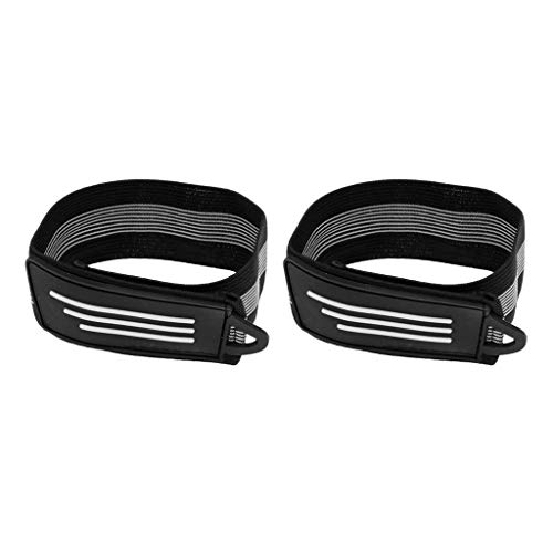 F Fityle 1 Par de Bicicleta Tobillo Reflectante Bind Pantalón Clips de Banda Correa para Correr, Ciclismo, Polea de Una Hilera, Escalada, Camping - Negro