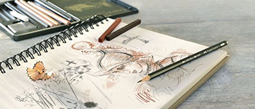 Faber-Castell 112998 - Set Pitt Monochrome de 6 lápices y 3 tizas