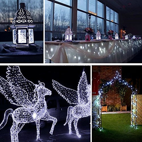 Fairy String Lights, 2 Set de 60 luces LED de hada de cobre impermeables con mando a distancia, 8 modos de luz decorativa para el hogar, dormitorio, Navidad, centro de mesa, fiesta, boda (blanco)