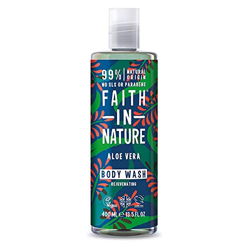 Faith in Nature Gel de Baño Natural de Aloe Vera, Rejuvenecedor, Vegano y No Testado en Animales, sin Parabenos ni SLS, 400 ml