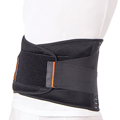 Faja de sujeción lumbar; 4 insertos de apoyo; transpirable; 24 cm de altura Medium Negro