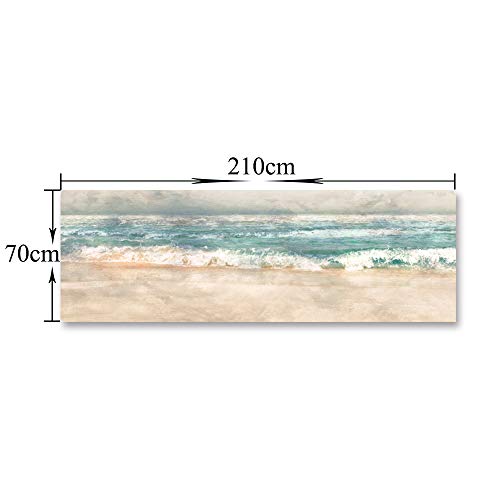 Fajerminart Cuadro En Lienzo - Olas Del Océano Verde Mar Lona Paisaje Marino Pintura De Lienzo, Lienzos Decorativos Adecuado Cuadros Dormitorios, Cuadros Decoracion Salon modernos 70x210cm (Sin Marco)