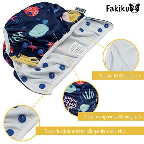 fakiku - Pañal de natación ajustable, lavable y reutilizable, para piscina y mar, 2 unidades Verde Talla única
