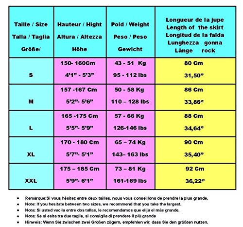 Falda de flamenco para mujer 2 volantes, color negro rojo, Negro con volante rojo, Large