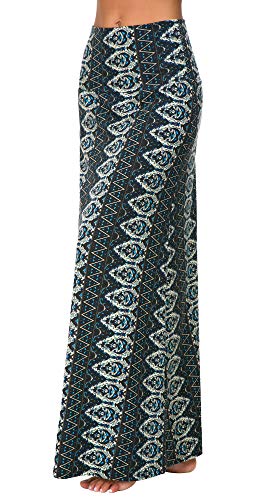 Falda Larga Maxi de Impresión de Estilo Bohemio de Las Mujeres Falda Ocasional (L, 2)