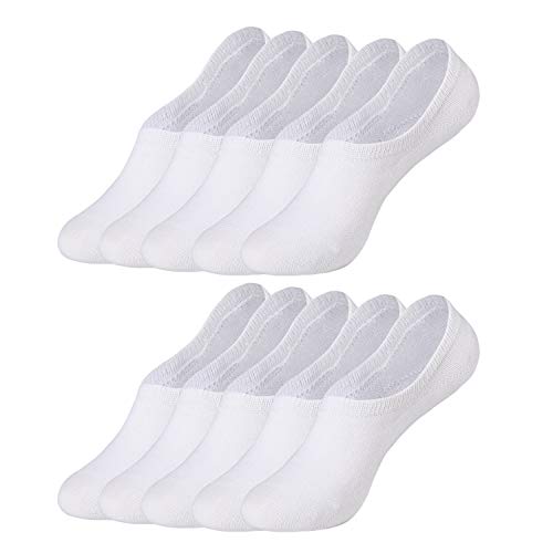 Falechay Calcetines Invisibles Tobilleros Mujer Hombre 10 pares Cortos Calcetin Blanco 43-46