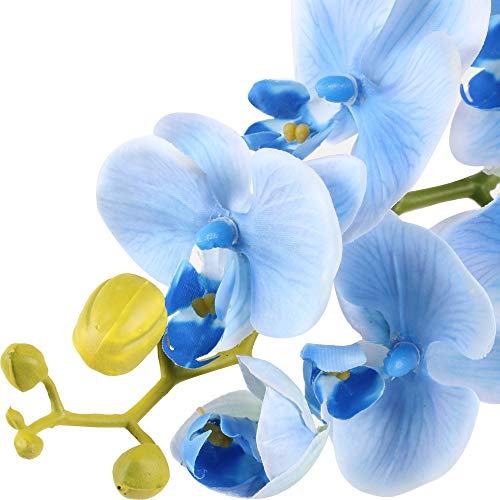 Famibay Orquidea Ramo Artificial Flores Phalaenopsis Flores Boda Hogar Decoración Azul