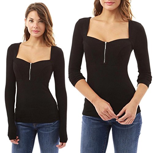 FAMILIZO Camisetas Manga Larga Mujer Tops Manga Larga Mujer Blusa Mujer Elegante Mujeres Manga Larga Blusa Tops Camiseta T-Shirt Casual Tops Primavera T-Shirt (S, Negro)