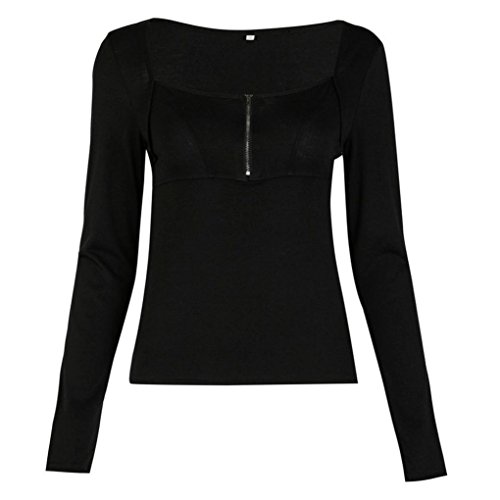 FAMILIZO Camisetas Manga Larga Mujer Tops Manga Larga Mujer Blusa Mujer Elegante Mujeres Manga Larga Blusa Tops Camiseta T-Shirt Casual Tops Primavera T-Shirt (S, Negro)