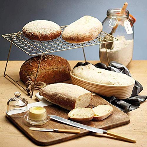 Familybox Banneton Canasta de Prueba de Pan Ovalada de 27.6 cm, Cesta de Ratán Natural para Pan y Masa(hasta 1000g) con Línea de Tela Raspador de Pasta, Pan cojo, Set de Recetas de Inicio